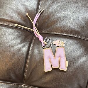 Purple Letter M Keychain for Kids